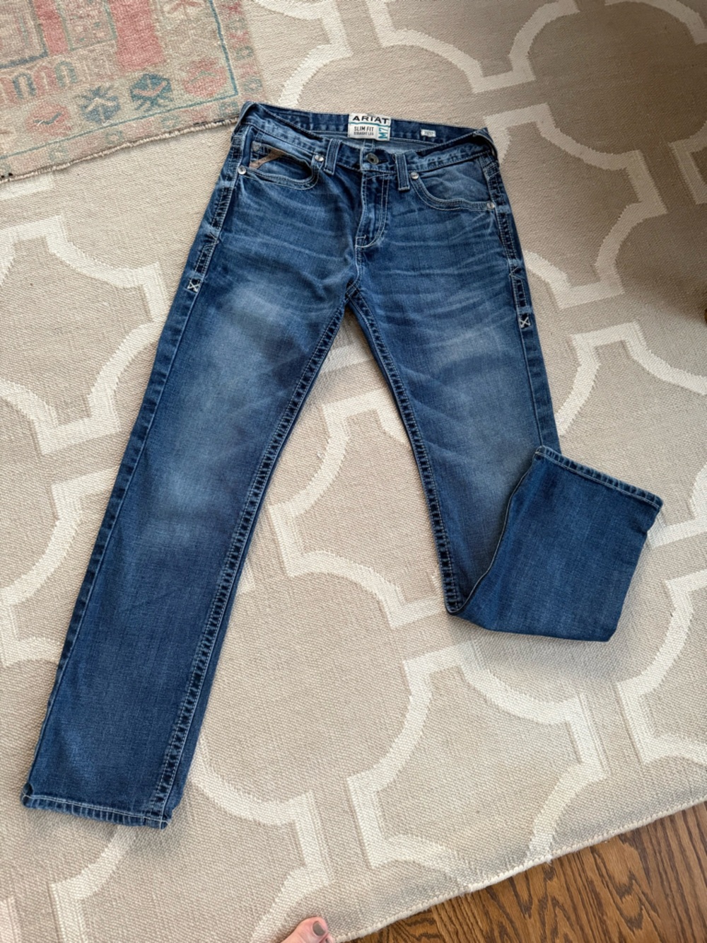 Ariat Men's Slim Straight Dark Blue Jeans EUC! Clean smoke free home:) Y2K Style
